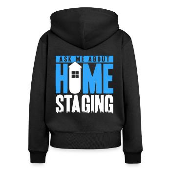 Inneneinrichtung Hausvorstellung Innenarchitekt Ge - Frauen Premium Bio Zip Hoodie - Schwarz - Hinten - Julia (174cm)