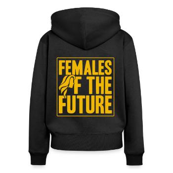 Égalité des sexes Égalité des sexes - Sweat à capuche zippé Premium bio Femme - noir - Dos - Julia (174cm)