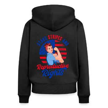Rechte der Frauen Gleichberechtigung der Geschlech - Frauen Premium Bio Zip Hoodie - Schwarz - Hinten - Julia (174cm)