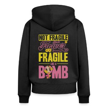 Égalité des sexes Égalité des sexes - Sweat à capuche zippé Premium bio Femme - noir - Dos - Julia (174cm)