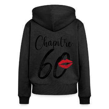 Chapitre 60 Ans Anniversaire Humour Cadeau - Sweat à capuche zippé Premium bio Femme - noir - Dos - Julia (174cm)