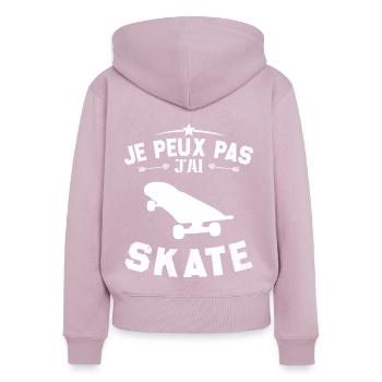 Je Peux Pas J'ai Skate - Sweat à capuche zippé Premium bio Femme - rose poudré - Dos - Julia (174cm)