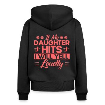 Fußball Mutter Sportfan Geschenk - Frauen Premium Bio Zip Hoodie - Schwarz - Hinten - Julia (174cm)
