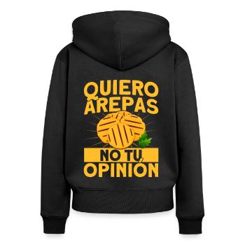 Arepas gourmands Arepa Gesche colombien - Sweat à capuche zippé Premium bio Femme - noir - Dos - Julia (174cm)