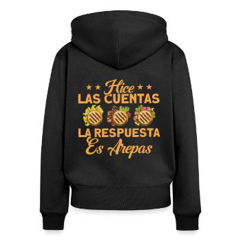 Arepa Food Lovers Arepa Geschen colombien - Sweat à capuche zippé Premium bio Femme - noir - Dos - Julia (174cm)
