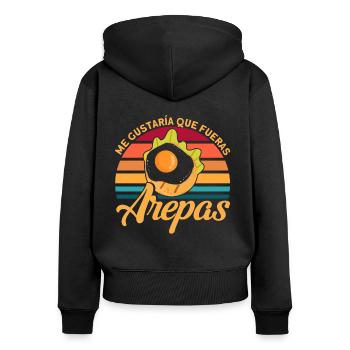 Gourmands Arepas Colombien Arepa Geshe - Sweat à capuche zippé Premium bio Femme - noir - Dos - Julia (174cm)