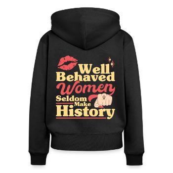 Droits des femmes Autonomisation féministe - Sweat à capuche zippé Premium bio Femme - noir - Dos - Julia (174cm)