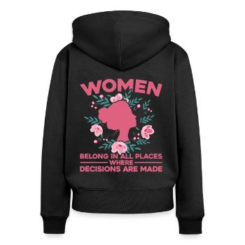 Feminismus Rechte der Frauen Feministisch Geschenk - Frauen Premium Bio Zip Hoodie - Schwarz - Hinten - Julia (174cm)