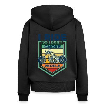 Biker Chopper Motorrad Fahrer Geschenk - Frauen Premium Bio Zip Hoodie - Schwarz - Hinten - Julia (174cm)