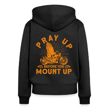 Christian Motorcyclist Motorcycle Biker Gift - Women's Premium Organic Zip Hoodie - black - Back - Julia (174cm)