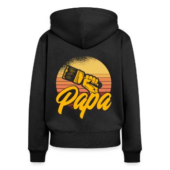 Maler Bautenmaler Farbe mischen Geschenk - Frauen Premium Bio Zip Hoodie - Schwarz - Hinten - Julia (174cm)