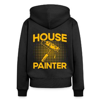 Peintre Décorateur Cadeau de commerçant - Sweat à capuche zippé Premium bio Femme - noir - Dos - Julia (174cm)