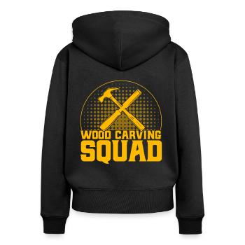 Schreiner Holzschnitzerei Holzbearbeitung Geschenk - Frauen Premium Bio Zip Hoodie - Schwarz - Hinten - Julia (174cm)