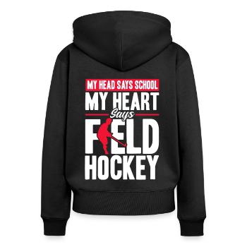 Mannschaftssport Feldhockey Feldhockey Spieler Ges - Frauen Premium Bio Zip Hoodie - Schwarz - Hinten - Julia (174cm)