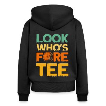 Golfers Golf Course Golf Play Gift - Women's Premium Organic Zip Hoodie - black - Back - Julia (174cm)