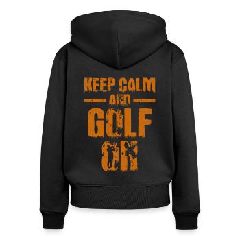 Golf spielen Golfen Golfspieler Geschenk - Frauen Premium Bio Zip Hoodie - Schwarz - Hinten - Julia (174cm)
