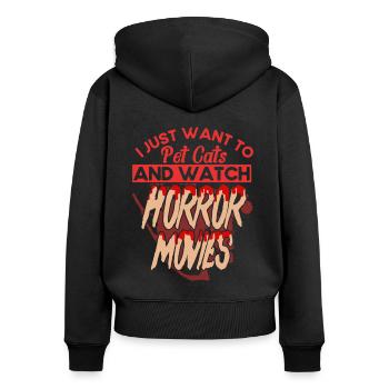 Gruselfilm Horrorfilm Gruselige Filme Geschenk - Frauen Premium Bio Zip Hoodie - Schwarz - Hinten - Julia (174cm)