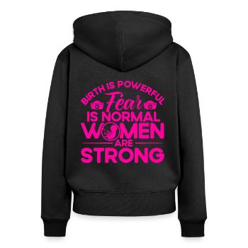 Sage-femme LD Travail Obstétricien Cadeau - Sweat à capuche zippé Premium bio Femme - noir - Dos - Julia (174cm)