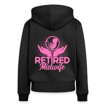 Sage-femme obstétricienne LD Work Gift - Sweat à capuche zippé Premium bio Femme - noir - Dos - Julia (174cm)