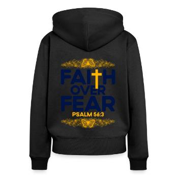 Christian Bible Verse Religious Gift - Women's Premium Organic Zip Hoodie - black - Back - Julia (174cm)