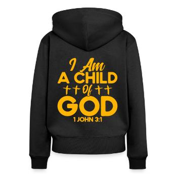 Religiously Inspiring Bible Verse Gift - Women's Premium Organic Zip Hoodie - black - Back - Julia (174cm)