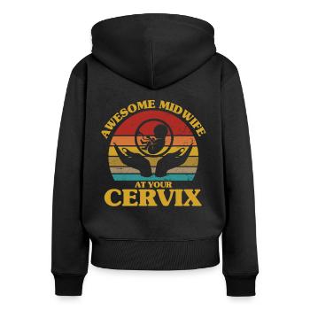 Doula Geburtshelferin Geburtshelfer Geschenk - Frauen Premium Bio Zip Hoodie - Schwarz - Hinten - Julia (174cm)