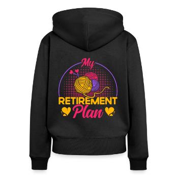 Tricot de fil Tricot Drôle de cadeau de tricot - Sweat à capuche zippé Premium bio Femme - noir - Dos - Julia (174cm)