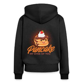 Petit déjeuner Pancakes Fluffy Flat Cake Pank - Sweat à capuche zippé Premium bio Femme - noir - Dos - Julia (174cm)