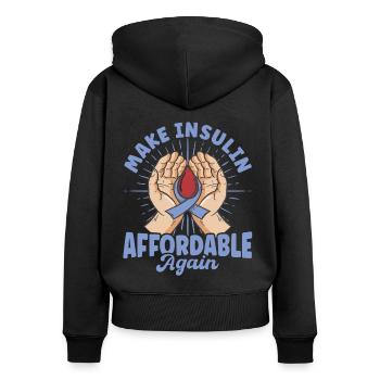 Diabetes Monat Diabetes Bewusstsein Jugendlicher D - Frauen Premium Bio Zip Hoodie - Schwarz - Hinten - Julia (174cm)