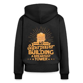 Pancakes Lovers Breakfast Pancakes Fluffi - Women's Premium Organic Zip Hoodie - black - Back - Julia (174cm)