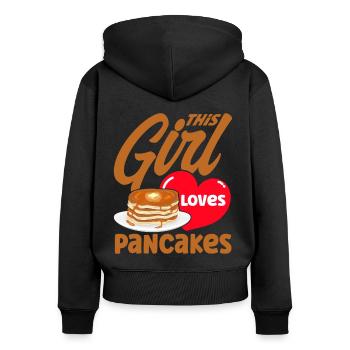 Crêpes Jour Petit déjeuner Crêpes Crêpes Crêpes - Sweat à capuche zippé Premium bio Femme - noir - Dos - Julia (174cm)