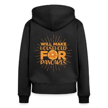 Fluffiger Flachkuchen Pfannkuchen Frühstückspfannk - Frauen Premium Bio Zip Hoodie - Schwarz - Hinten - Julia (174cm)