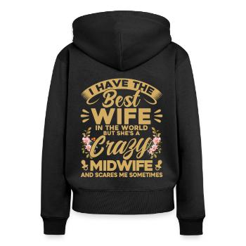 Midwife Obstetrician LD Work Gift - Women's Premium Organic Zip Hoodie - black - Back - Julia (174cm)