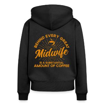 Obstétricien Doula Cadeau de sage-femme - Sweat à capuche zippé Premium bio Femme - noir - Dos - Julia (174cm)
