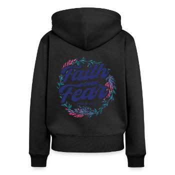 Christian Bible Verse Religious Gift - Women's Premium Organic Zip Hoodie - black - Back - Julia (174cm)