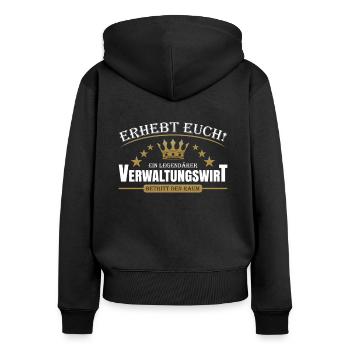 Verwaltungswirt - Frauen Premium Bio Zip Hoodie - Schwarz - Hinten - Julia (174cm)