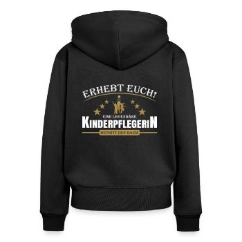 Kinderpflegerin - Frauen Premium Bio Zip Hoodie - Schwarz - Hinten - Julia (174cm)