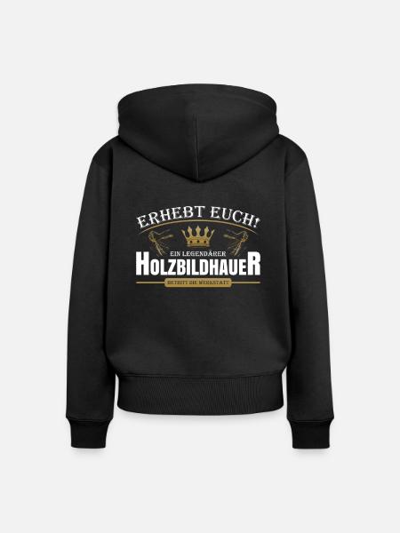 Holzbildhauer - Frauen Premium Bio Zip Hoodie - Schwarz