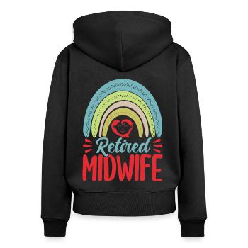 Sage-femme obstétricienne LD Work Gift - Sweat à capuche zippé Premium bio Femme - noir - Dos - Julia (174cm)