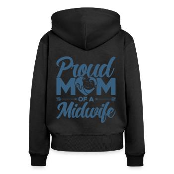 Sage-femme LD Travail Obstétricien Cadeau - Sweat à capuche zippé Premium bio Femme - noir - Dos - Julia (174cm)