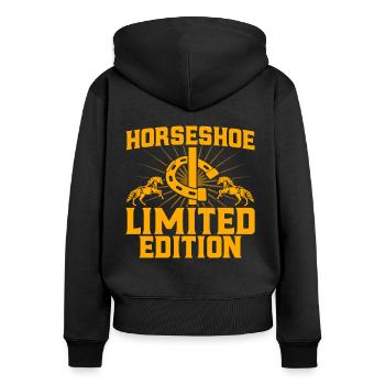 Hufeisen-Werfen Hufeisen-Wurfspiel Hufeisen Werfen - Frauen Premium Bio Zip Hoodie - Schwarz - Hinten - Julia (174cm)