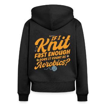 Tricot Drôle Tricoteur Cadeau de tricot - Sweat à capuche zippé Premium bio Femme - noir - Dos - Julia (174cm)