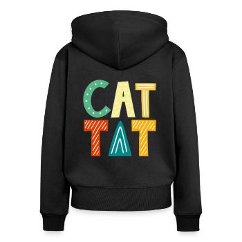 Chat Maman Chat Parents Chat Amoureux des Chats Cadeau - Sweat à capuche zippé Premium bio Femme - noir - Dos - Julia (174cm)