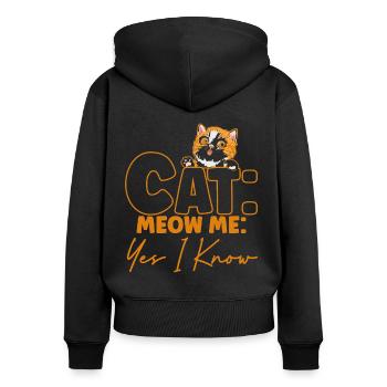 Katzen Sprüche Katze Katzen Liebhaber Geschenk - Frauen Premium Bio Zip Hoodie - Schwarz - Hinten - Julia (174cm)