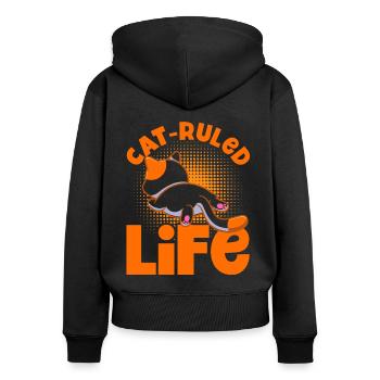 Chats Dictons Chats Amoureux Chat Parents Histoires - Sweat à capuche zippé Premium bio Femme - noir - Dos - Julia (174cm)