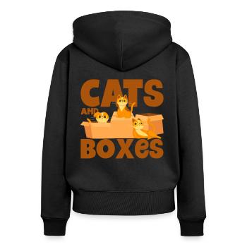 Chat parents chats dictons chat cadeau - Sweat à capuche zippé Premium bio Femme - noir - Dos - Julia (174cm)