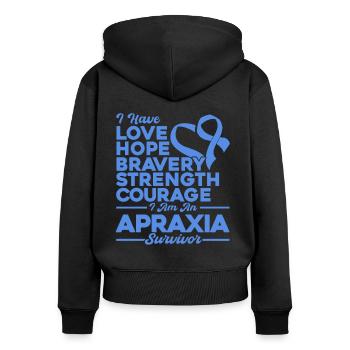Apraxie Bewusstsein Apraxie Überlebender Blaue - Frauen Premium Bio Zip Hoodie - Schwarz - Hinten - Julia (174cm)