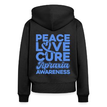 Apraxia Consciousness Blue Ribbon Apraxia Surviving - Women's Premium Organic Zip Hoodie - black - Back - Julia (174cm)