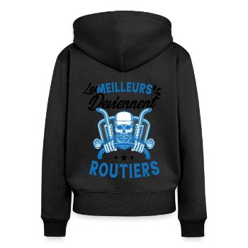 les meilleurs deviennent routiers - Sweat à capuche zippé Premium bio Femme - noir - Dos - Julia (174cm)