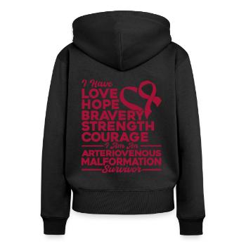 Conscience de malformation artérioveineuse Arteriovenö - Sweat à capuche zippé Premium bio Femme - noir - Dos - Julia (174cm)